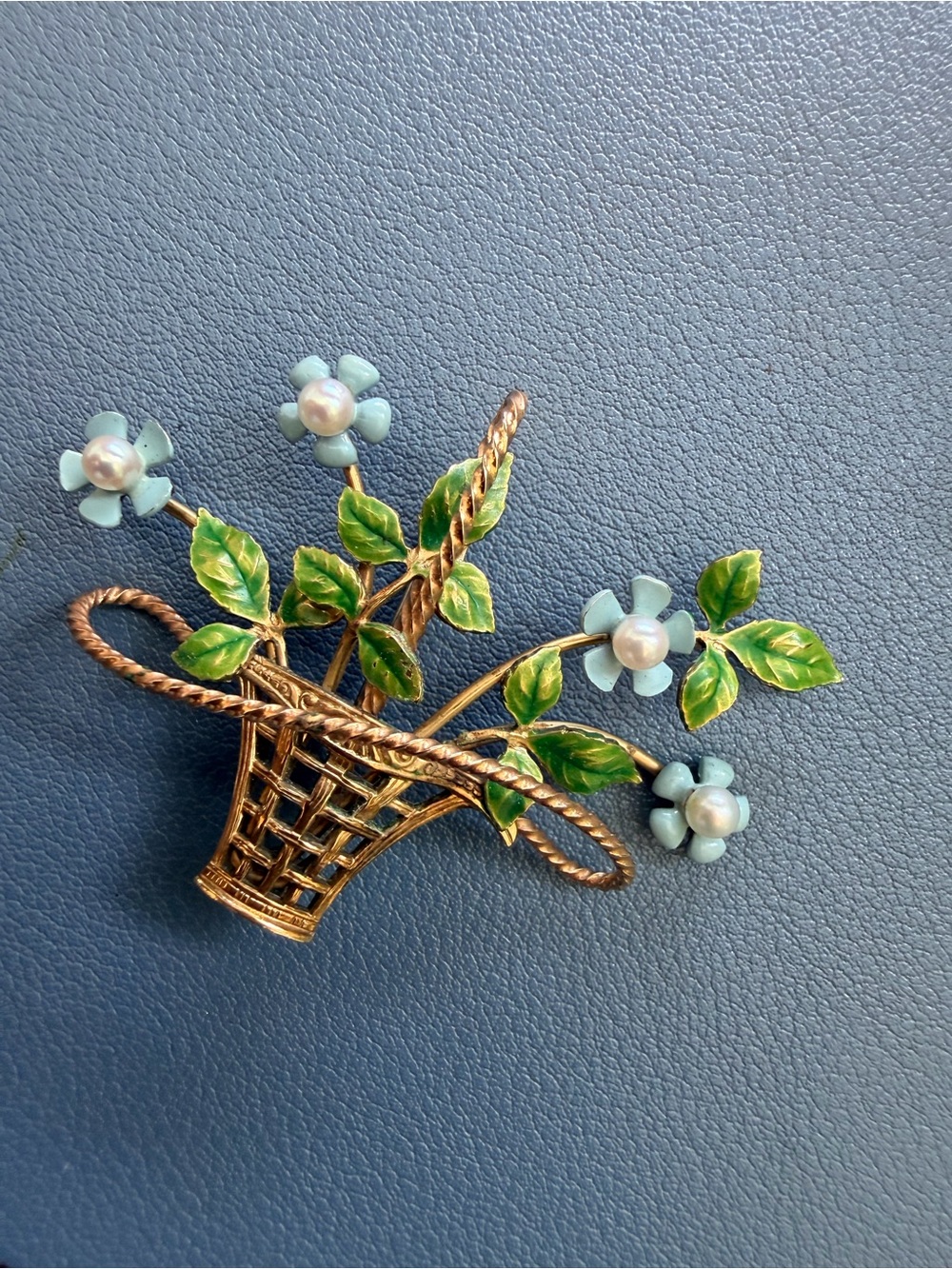 Vintage 1960s Krementz Collector’s Forget-Me-Not Brooch & Earrings Set - Picture 8 of 14
